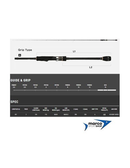 Canna da Eging Tailwalk Egist SSD 86 ML