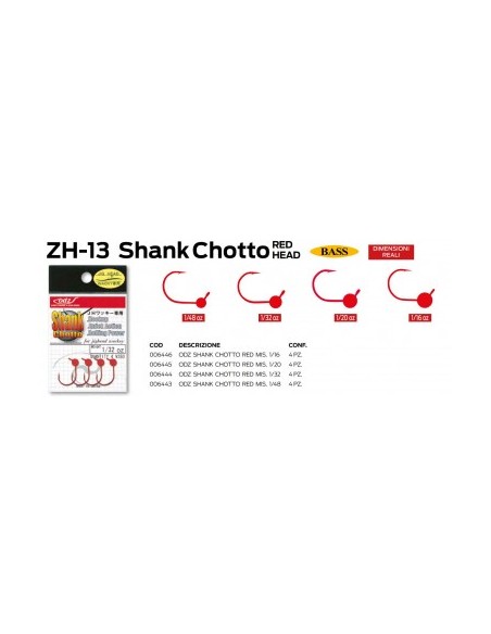Odz Shank Chotto Red Jig Head Wacky 1/16 oz
