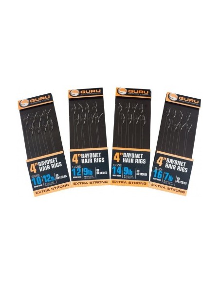 Guru 4" Bayonet Hair Rigs Size 14 Ø 0,22 mm