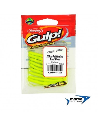 Berkley Gulp Fat Floating Trout Worm 5 cm Chartreuse