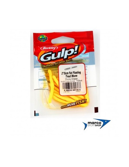 Berkley Gulp Fat Floating Trout Worm 5 cm Giallo